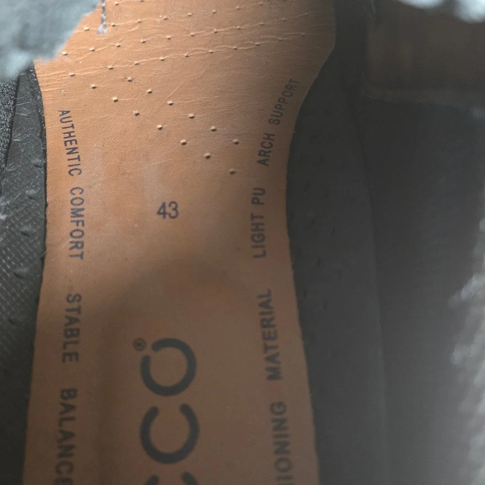 ECCO Wingtip Oxford Mens 9-9.5 Black Leather Brogue Dress Shoes Lace Up Like New